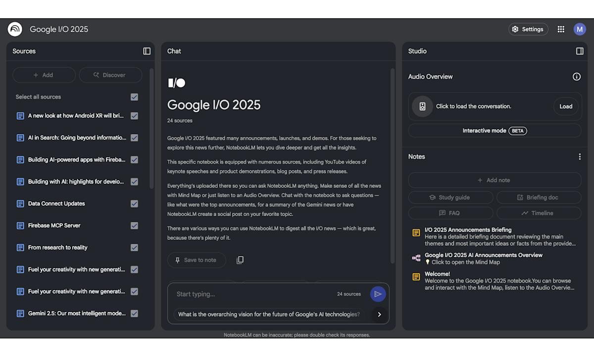 Google spreekt over notebooklm-updates op Google I/O 2025