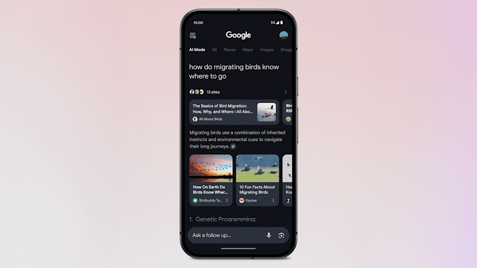 Google voegt extra functionaliteit toe aan AI-modus voor onderzoek.