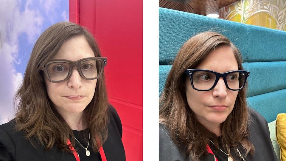 Het meta-ray-ban-ban display (links) en Due Bicchieri van de tweede generatie ray-ban-ban (rechts.) De displayglazen zijn een beetje dikker.