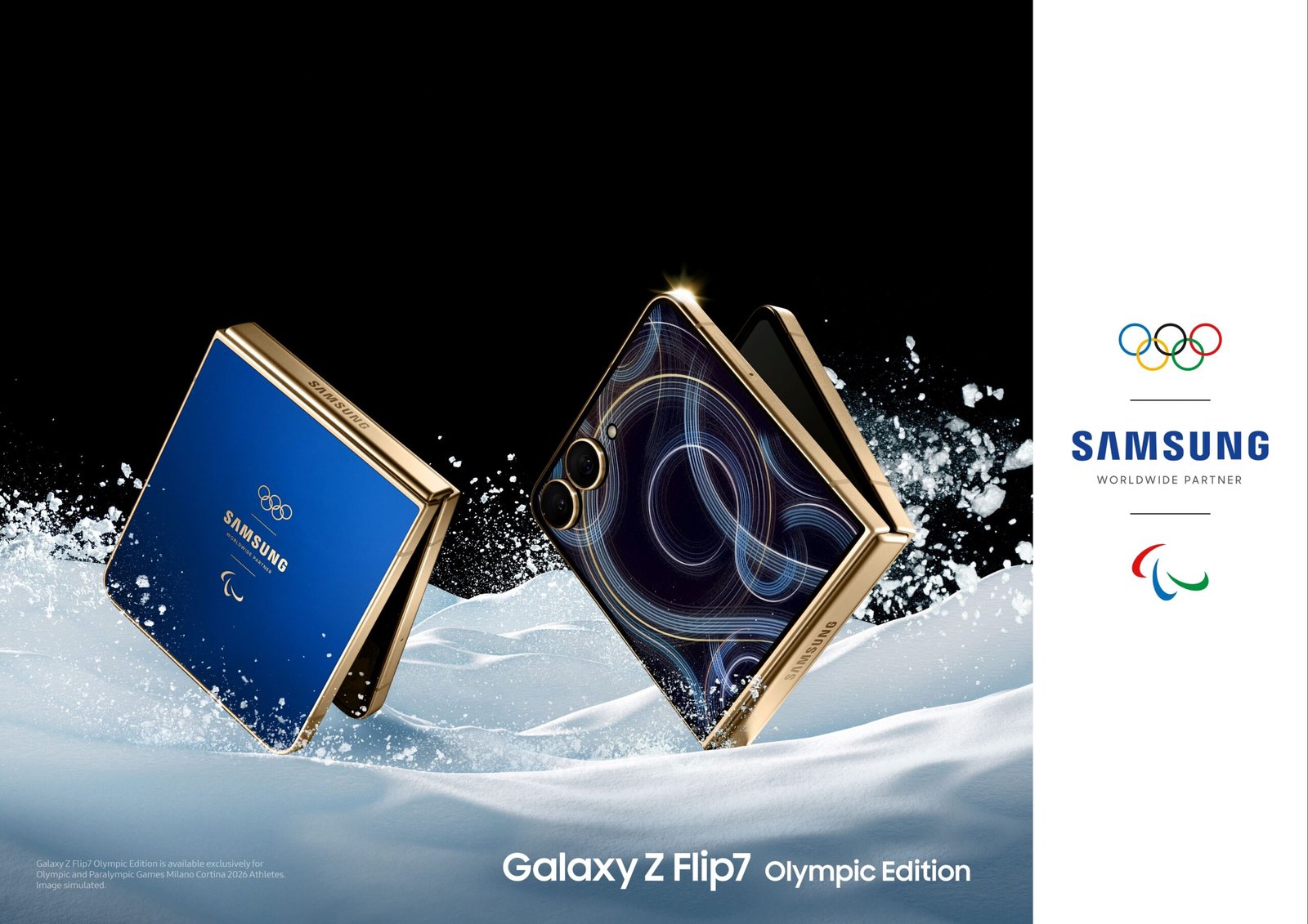Samsung lanceert de Galaxy Z Flip7 Olympic Edition voor atleten op Milano Cortina 2026.