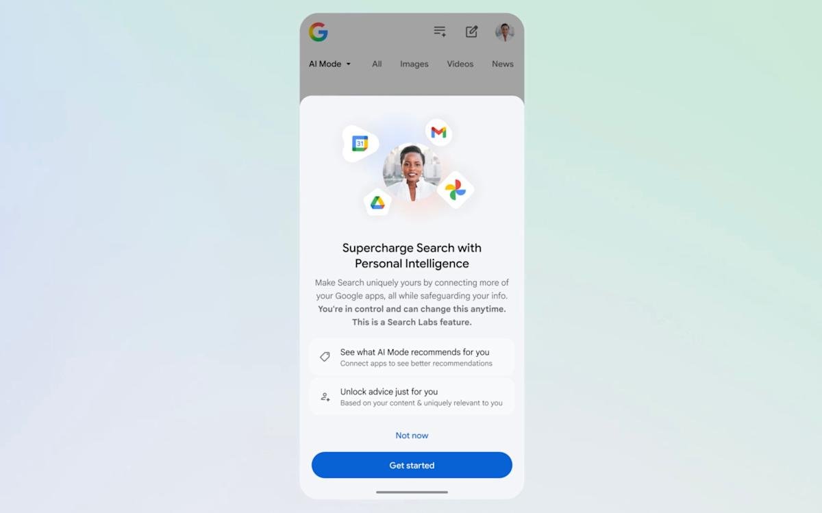 Google Zoeken AI-modus kan nu context uit andere apps extraheren