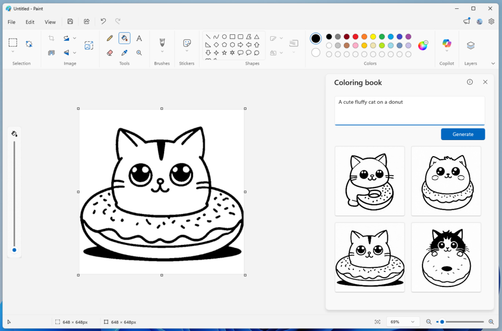 U kunt nu door AI gegenereerde kleurboeken maken in Microsoft Paint