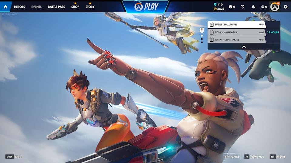 Overwatch-startscherm met een opnieuw ontworpen gebruikersinterface