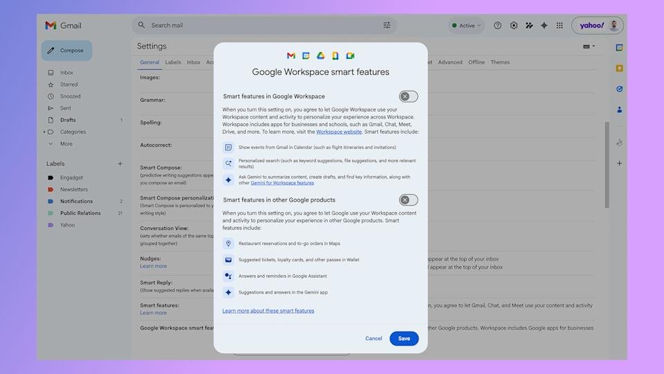 Als je Gemini uitschakelt in Google Werkruimte, worden ook andere functies uitgeschakeld.
