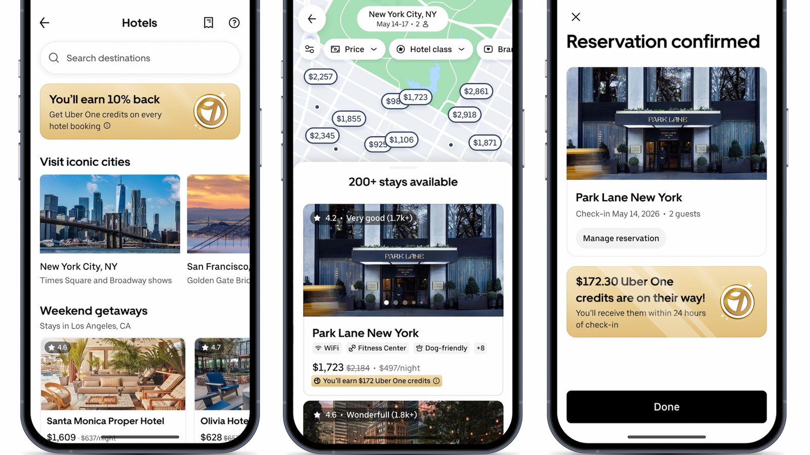 Je kunt nu een hotel boeken via de Uber-app