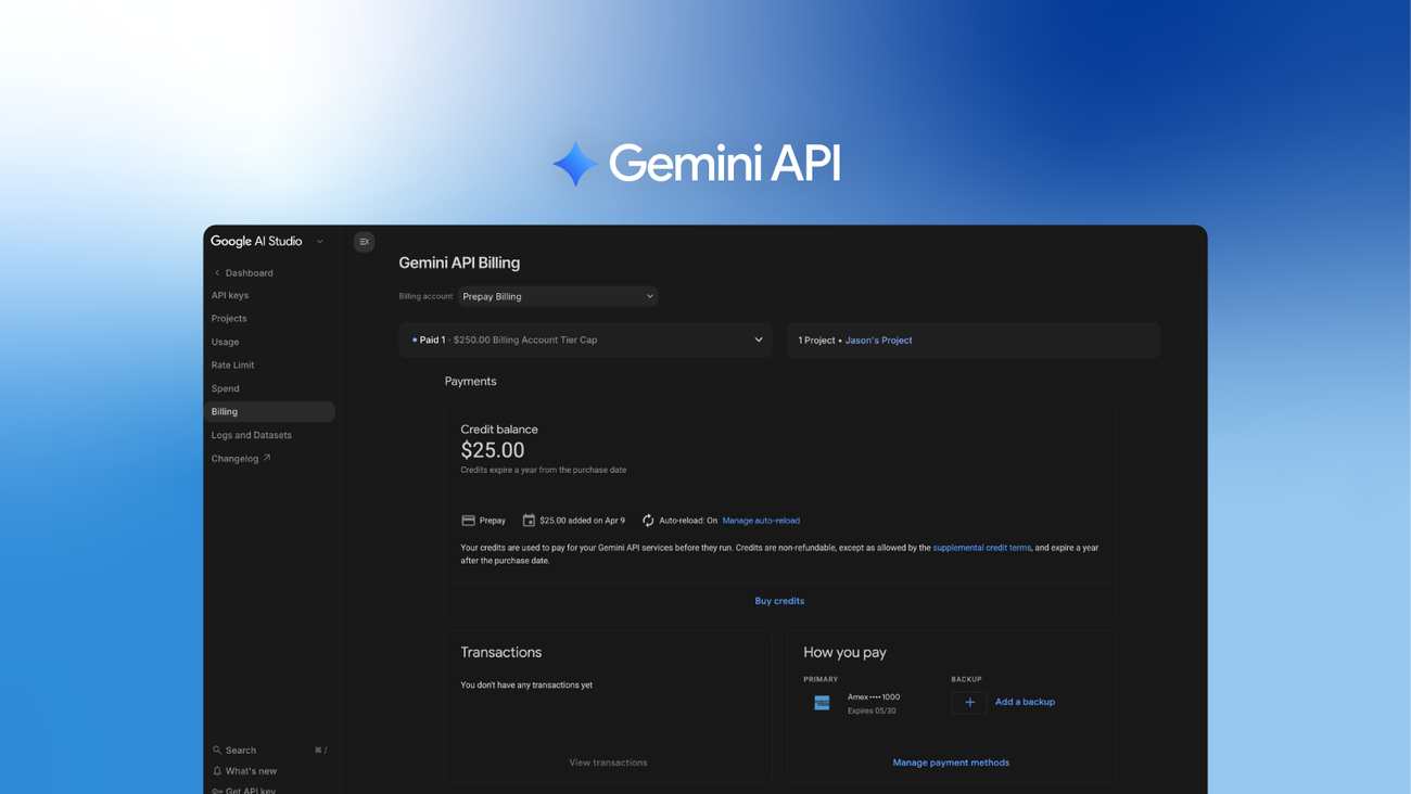 Betaling voor Gemini API in Google AI Studio
