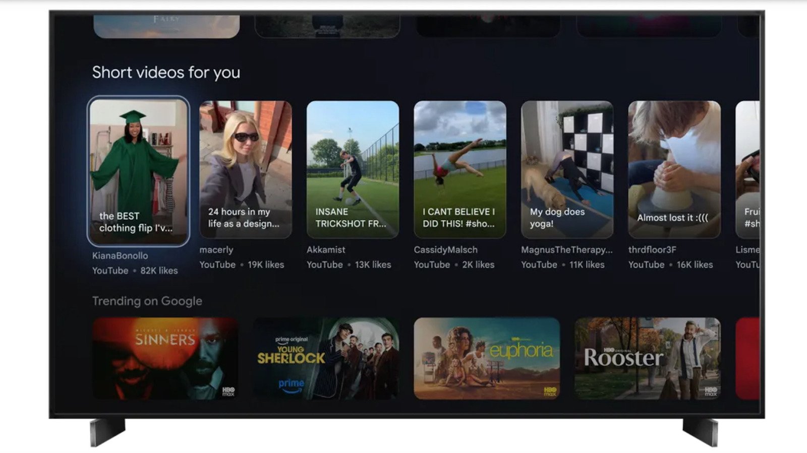 Binnenkort toont Google TV korte YouTube-video’s op startpagina