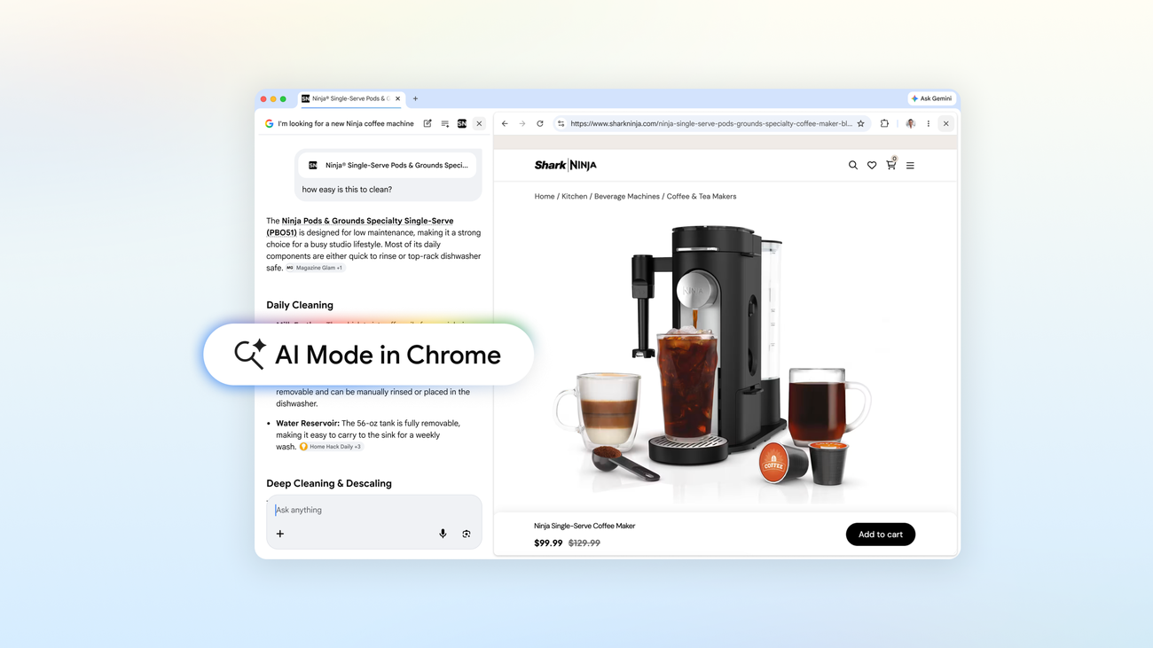 Google verbetert AI-modus in Chrome-browser